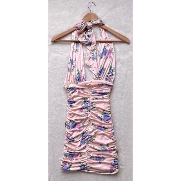 NWT Zara Blogger’s Favorite TikTok Famous Pale Pink Floral Print Halter Dress - Picture 15 of 16